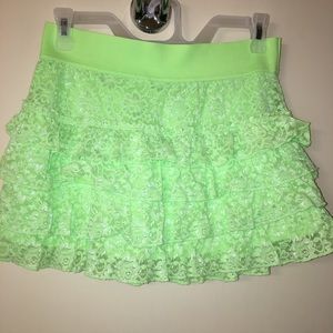 Lime color mini skirt